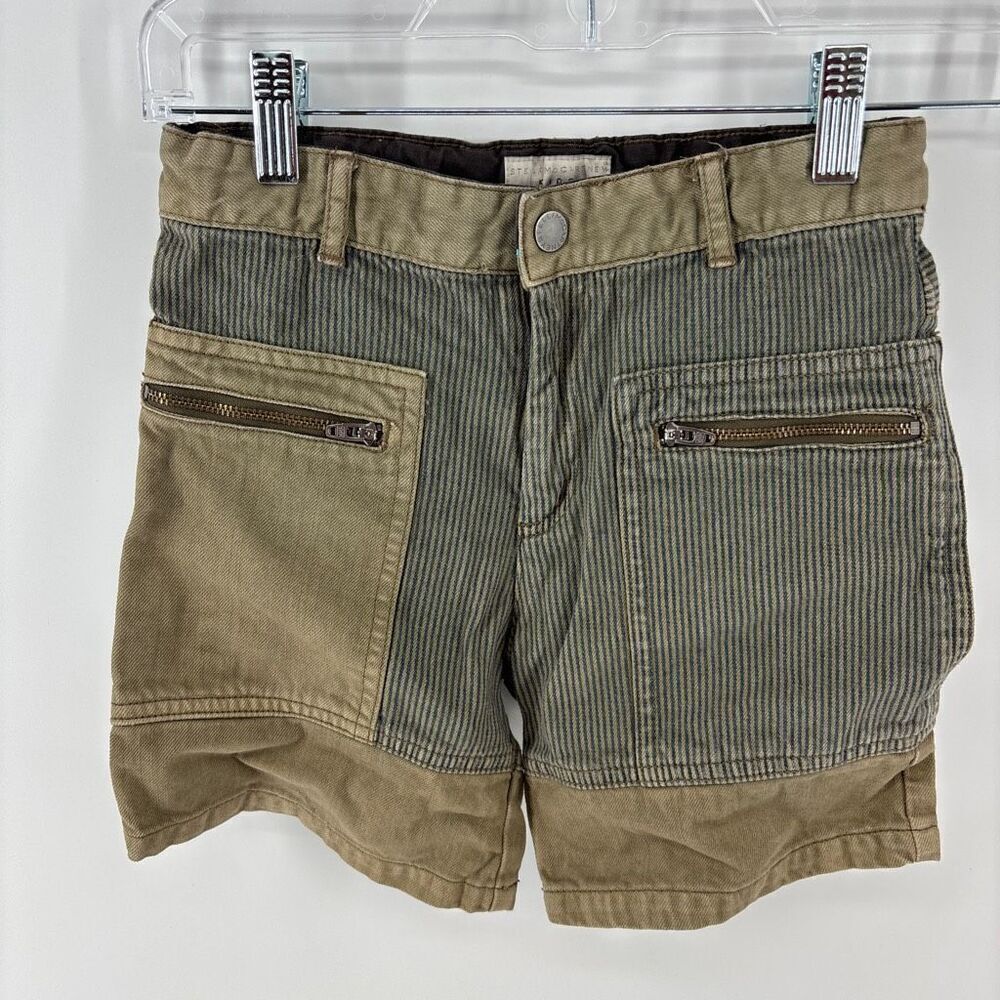 Stella McCartney Kid's Green Stretch Adjustable Waist Denim Shorts Size 10 Years